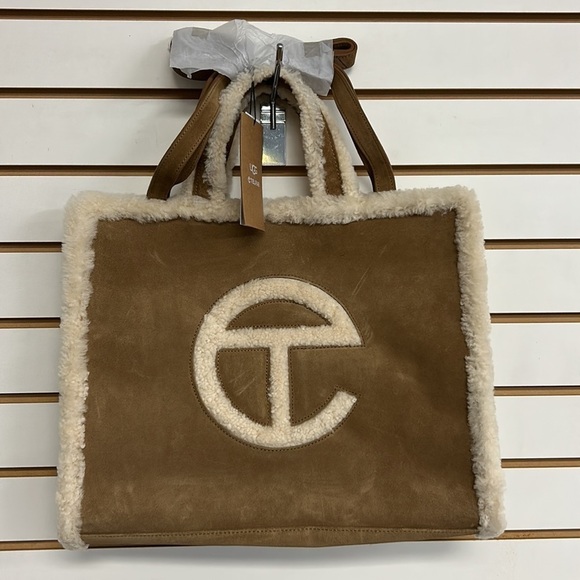 Ugg‎ Telfar Medium Shearling Bag Tote Travel Shopping Purse Brown Designer NEW - Picture 3 of 16